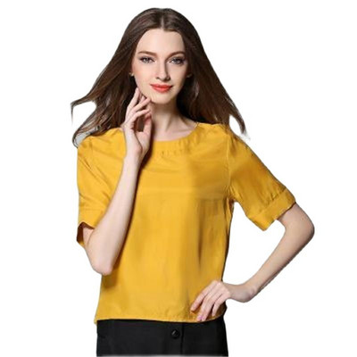 Női O-nyakú 30% selyem ingek Női nyári Hedging Laza vékony, lélegző blúz Lady tavaszi felsők Chemise La camisa Arriba felső