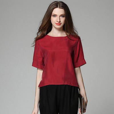 Női O-nyakú 30% selyem ingek Női nyári Hedging Laza vékony, lélegző blúz Lady tavaszi felsők Chemise La camisa Arriba felső