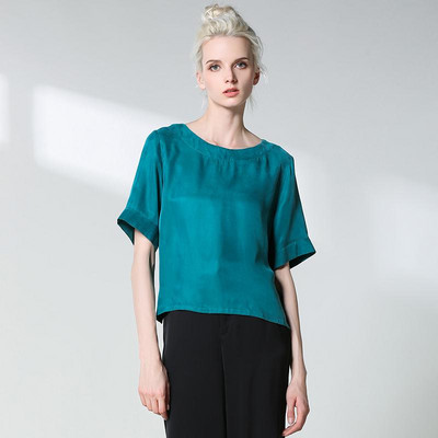 Női O-nyakú 30% selyem ingek Női nyári Hedging Laza vékony, lélegző blúz Lady tavaszi felsők Chemise La camisa Arriba felső