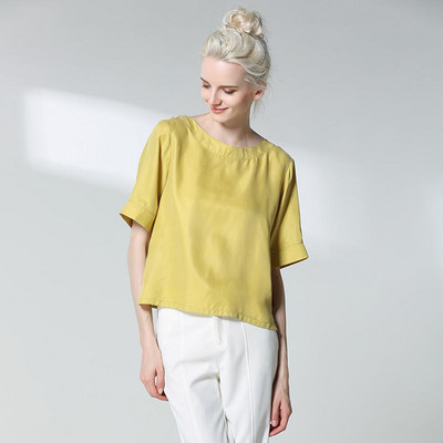 Női O-nyakú 30% selyem ingek Női nyári Hedging Laza vékony, lélegző blúz Lady tavaszi felsők Chemise La camisa Arriba felső