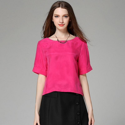 Női O-nyakú 30% selyem ingek Női nyári Hedging Laza vékony, lélegző blúz Lady tavaszi felsők Chemise La camisa Arriba felső