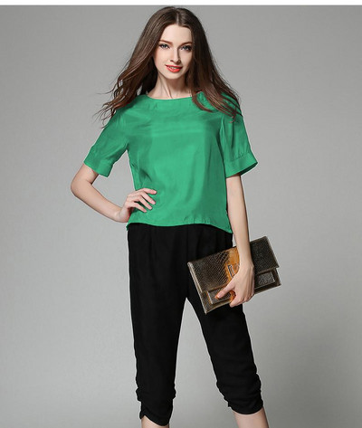 Női O-nyakú 30% selyem ingek Női nyári Hedging Laza vékony, lélegző blúz Lady tavaszi felsők Chemise La camisa Arriba felső