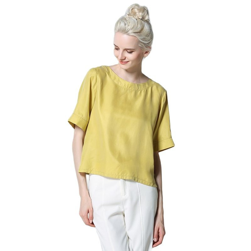 Női O-nyakú 30% selyem ingek Női nyári Hedging Laza vékony, lélegző blúz Lady tavaszi felsők Chemise La camisa Arriba felső