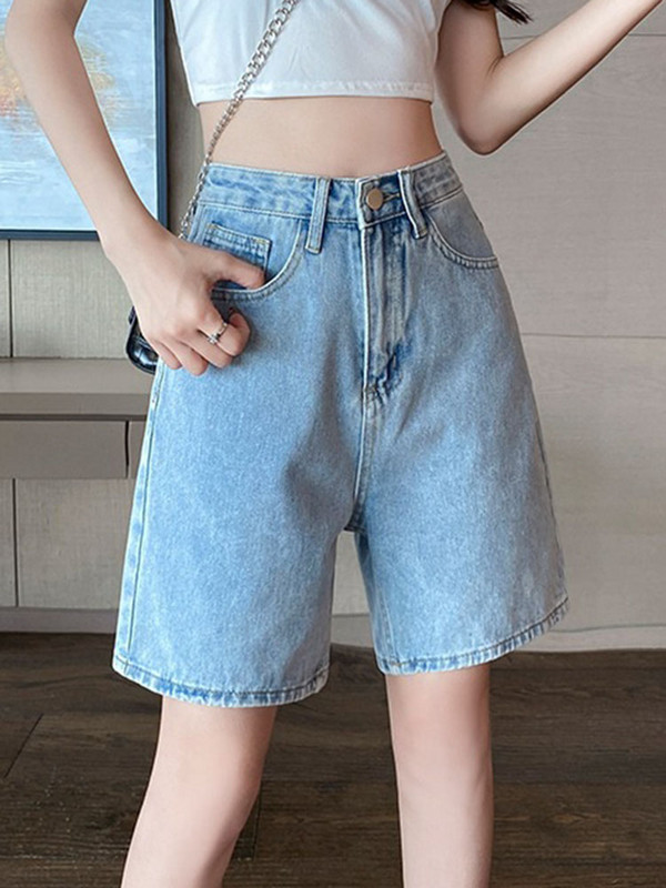 Ljetne tanke vrećaste traper kratke hlače do pola dužine, korejske vintage kratke hlače visokog struka, ženske ulične hlače, ležerne hlače Cortos