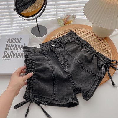 Seksi jeans kratke korejske ljetne kratke traper hlače visokog struka sa strane, ženske hlače s tankim šik dizajnom A-podstava Cortos Novo