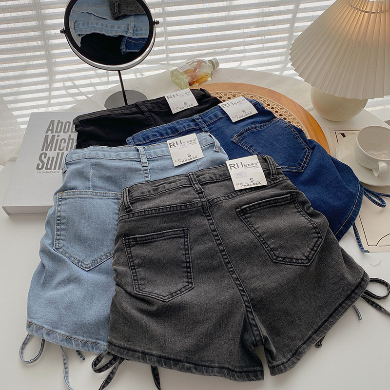 Seksi jeans kratke korejske ljetne kratke traper hlače visokog struka sa strane, ženske hlače s tankim šik dizajnom A-podstava Cortos Novo