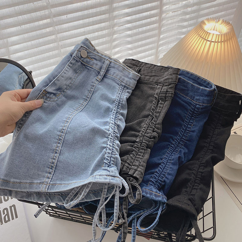 Seksi jeans kratke korejske ljetne kratke traper hlače visokog struka sa strane, ženske hlače s tankim šik dizajnom A-podstava Cortos Novo