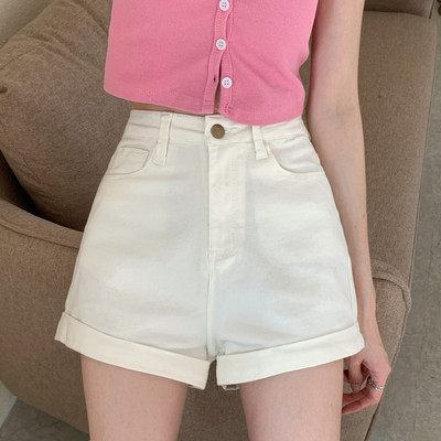 Női csuklós farmer rövid nadrág alkalmi magas derekú farmer rövidnadrág női ruházat, nyári zseb 2024