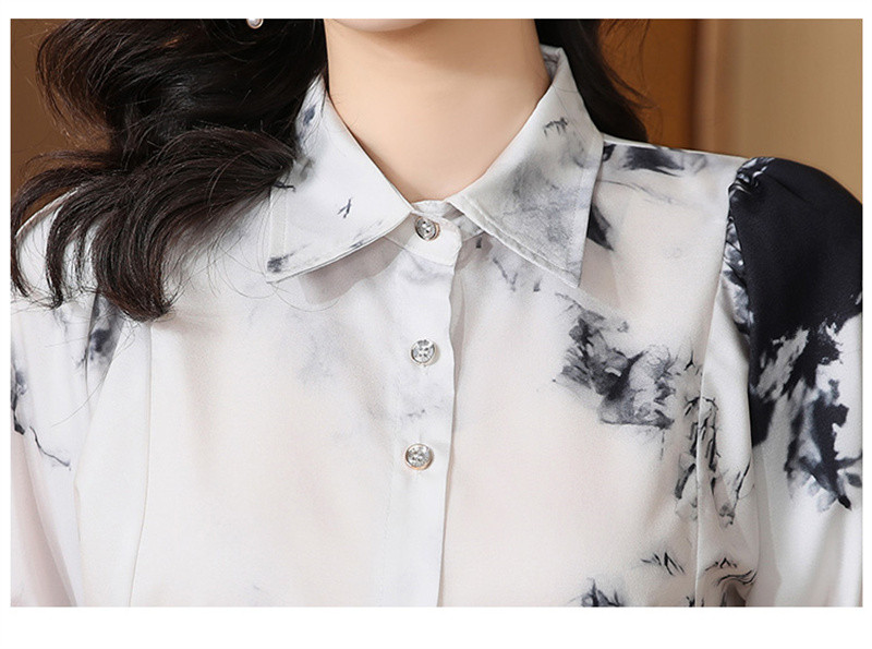 FANIECES S-4XL Ljetne košulje i bluze Ženske kratke rukave Vintage Tie dye Print Office Lady Košulja od šifona Top majice