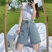 ZOENOVA Harajuku Street, vienkārši, vaļīgi sieviešu džinsi 2024. gada pavasara vasaras mode, jauna daudzpusīga bikses ar augstu vidukli līdz ceļgalam, platas kājas