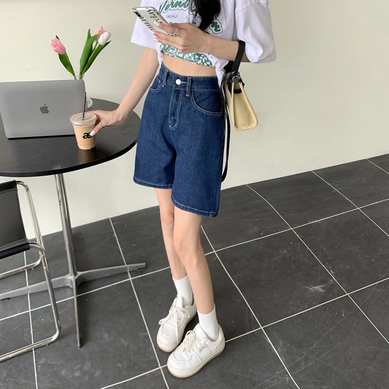 Ljetne traper kratke hlače za žene Korejske kratke hlače visokog struka širokih nogavica Streetwear Plave široke ležerne traper kratke hlače Ženske
