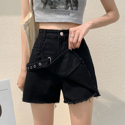 Pantaloni scurți din denim de vară S-5XL, femei, design nou cu curele, talie înaltă, sexy, hotsweet, fete, populare, stil coreean, largi, simple, toate se potrivesc