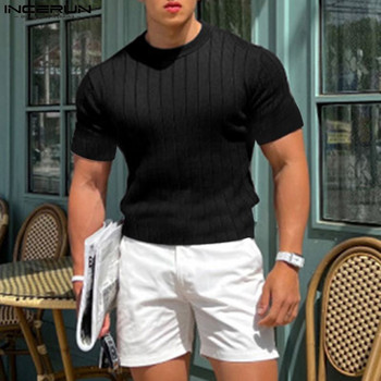2023 Мъжка тениска Едноцветна О-образно деколте с къс ръкав Летни ежедневни мъжки тениски Фитнес Улична мода Camisetas S-5XL INCERUN