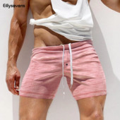 Ljetne muške kratke hlače Sportske pletene mini kratke hlače Jednobojne hlače s uzicom Uzročni kostim za plažu, plivanje, surfanje, muški kostim S-3xl