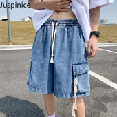 Ljetne kratke traper hlače, muške jednostavne modne široke ležerne sportske hlače na pet točaka, muški donji dio, muška odjeća