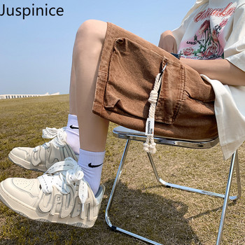 Летни тънки дънкови шорти Мъжки изчистени модни свободни ежедневни спортни панталони с пет точки Мъжки долнища Мъжки дрехи