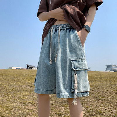 Ljetne kratke traper hlače, muške jednostavne modne široke ležerne sportske hlače na pet točaka, muški donji dio, muška odjeća