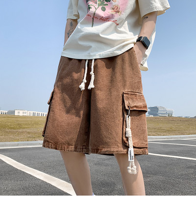 Ljetne kratke traper hlače, muške jednostavne modne široke ležerne sportske hlače na pet točaka, muški donji dio, muška odjeća