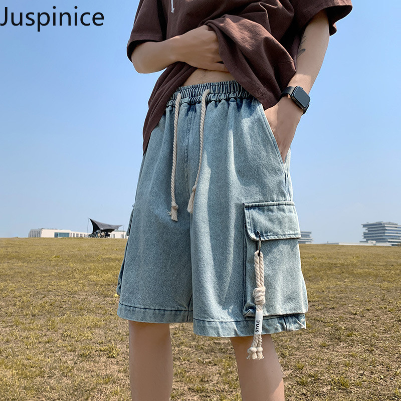 Ljetne kratke traper hlače, muške jednostavne modne široke ležerne sportske hlače na pet točaka, muški donji dio, muška odjeća