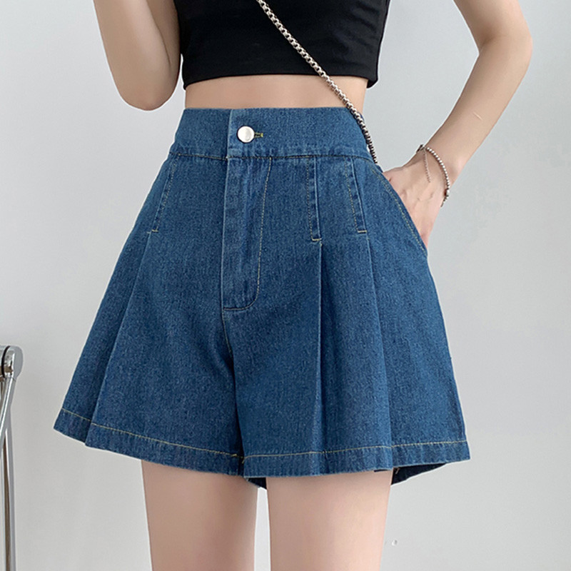 Gidyq Ženske traper kratke hlače visokog struka Oversize 5Xl Korejska ležerna ulična odjeća Kratke ljetne ženske široke široke kratke hlače s naborima Novo