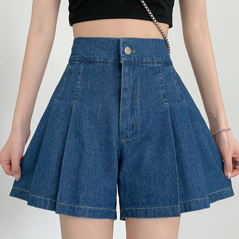 Gidyq Ženske traper kratke hlače visokog struka Oversize 5Xl Korejska ležerna ulična odjeća Kratke ljetne ženske široke široke kratke hlače s naborima Novo