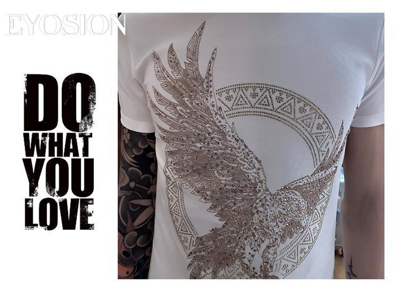 Popularno rasprodana muška majica kratkih rukava s dijamantskim modnim orlom s printom Hot drills T-shirt Slim Fit stil kratkih rukava Muška odjeća veličina S-5XL