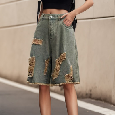 Ženske modne Harajuku traper kratke hlače 2024, nove ljetne kratke hlače s visokim strukom, ležerne vintage traper kratke hlače za žene Denim Short Femme