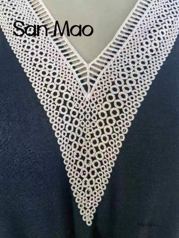 Ženska majica kratkih rukava Novo ljeto Majica s V izrezom s čipkastim šavovima Elegantna i šik ležerna jednobojna ženska odjeća kratkih rukava