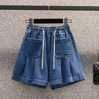 Ljetne ženske traper kratke hlače s uzicom Ženske široke kratke traperice s elastičnim strukom Ženske kratke hlače veće veličine