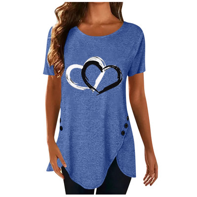 Majica kratkih rukava Moda 2024. Majice velike veličine Ženska ležerna majica s O izrezom Ženska široka tunika košulja s cvjetnim printom