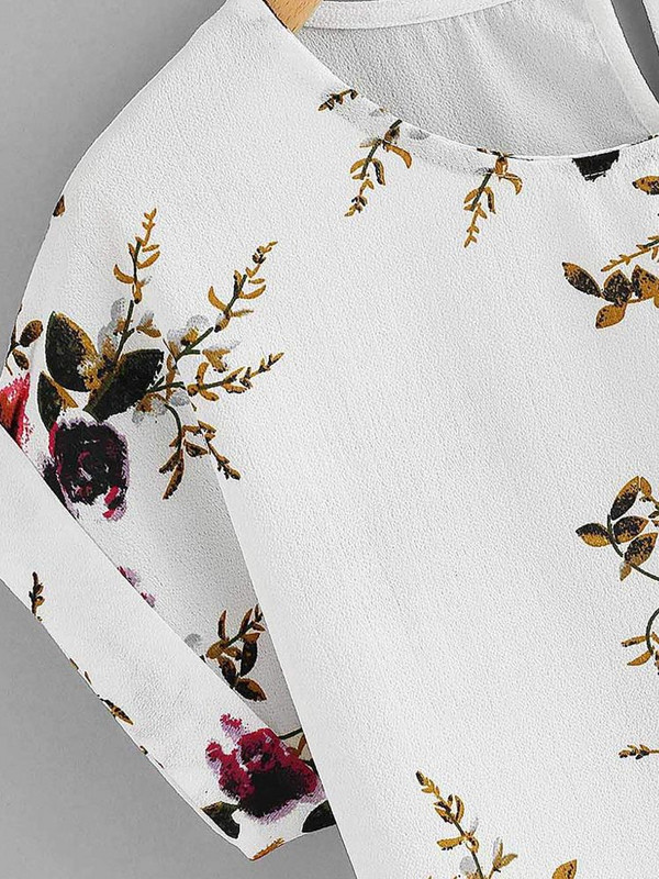 Nyári divat Virágmintás blúz Pulóver Női O-nyakú póló felsők Női rövid ujjú ing Blusas Női ruházat