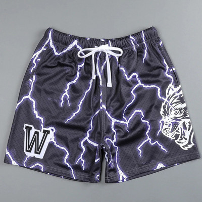 Američki stil Muške kratke hlače Ljeto Novi Sport Fitness Lightning Print Ležerne hlače Mesh Brzo sušeće Prozračne hlače za plažu