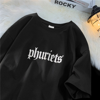 Férfi pamut póló Nyári divat Túlméretezett rövid ujjú fehér betűs póló Alkalmi utcai ruházat Harajuku edzőterem Vicces gót ruhák