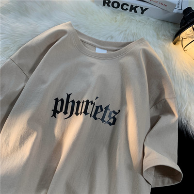 Férfi pamut póló Nyári divat Túlméretezett rövid ujjú fehér betűs póló Alkalmi utcai ruházat Harajuku edzőterem Vicces gót ruhák