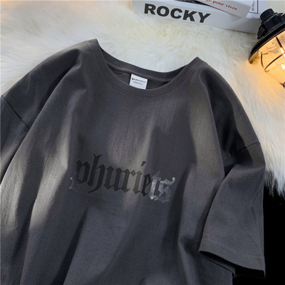 Férfi pamut póló Nyári divat Túlméretezett rövid ujjú fehér betűs póló Alkalmi utcai ruházat Harajuku edzőterem Vicces gót ruhák