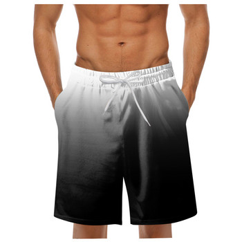 Модни мъжки пролетни летни ежедневни къси панталони Свободни щамповани спортни плажни панталони с джобове Мъжко плажно облекло с градиент на шнур