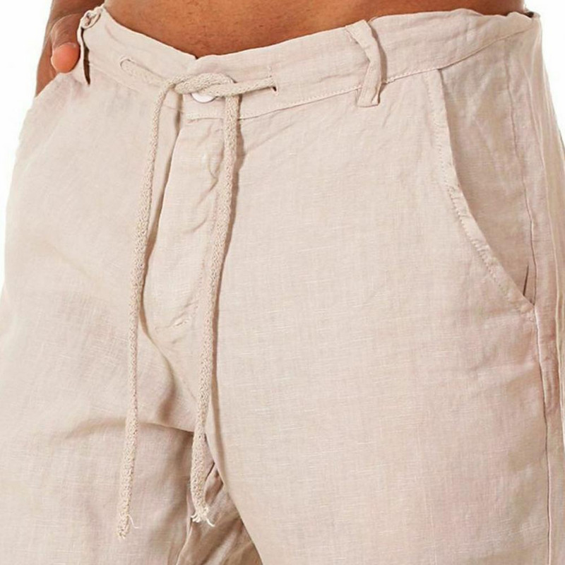 Muške ljetne prozračne jednobojne lanene hlače Muške pamučne lanene kratke hlače Hlače Fitness Streetwear S-3XL