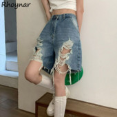 S-5XL traper kratke hlače, ženske ljetne, poderane korejske mode visokog struka, univerzalne vintage isprane rupe, ulična odjeća, šik