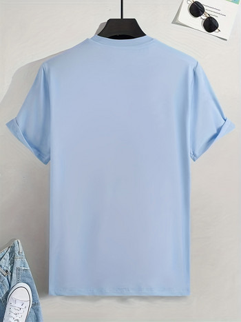 Мъжка тениска 100 Cotton Paris с къс ръкав Горна широка тениска