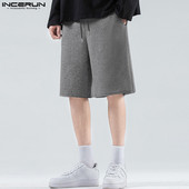 INCERUN 2024 Muške kratke hlače jednobojne labave ljetne muške kratke hlače s uzicom, ulična odjeća s džepovima, modne ležerne muške kratke hlače S-5XL