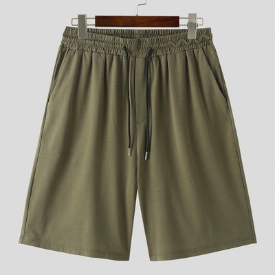 INCERUN 2024 Muške kratke hlače jednobojne labave ljetne muške kratke hlače s uzicom, ulična odjeća s džepovima, modne ležerne muške kratke hlače S-5XL