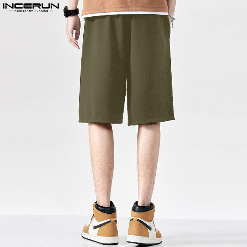 INCERUN 2024 Muške kratke hlače jednobojne labave ljetne muške kratke hlače s uzicom, ulična odjeća s džepovima, modne ležerne muške kratke hlače S-5XL