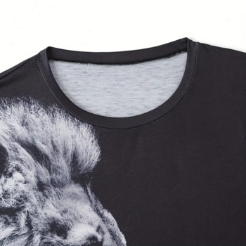 Мъжка ретро тениска с щампа на лъв, градиентна графична тениска Мъжки летни ежедневни мъжки дрехи с къс ръкав за мъже