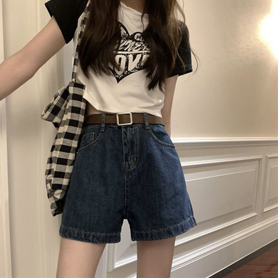 Lucyever Traper kratke hlače visokog struka Ženske ljetne nove isprane retro jeans kratke hlače Ženske korejske modne široke široke kratke hlače