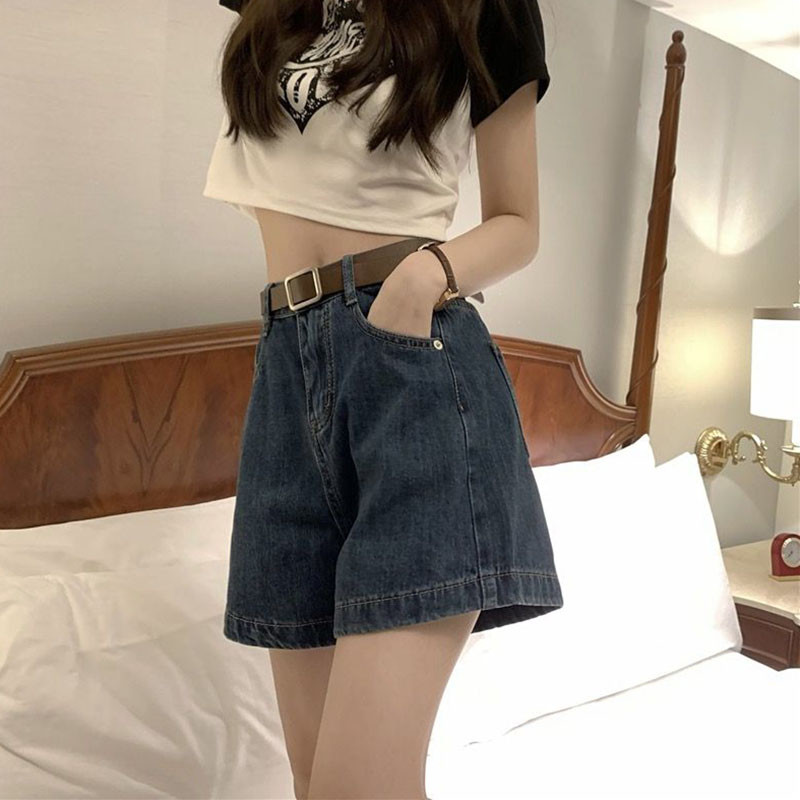 Lucyever Traper kratke hlače visokog struka Ženske ljetne nove isprane retro jeans kratke hlače Ženske korejske modne široke široke kratke hlače