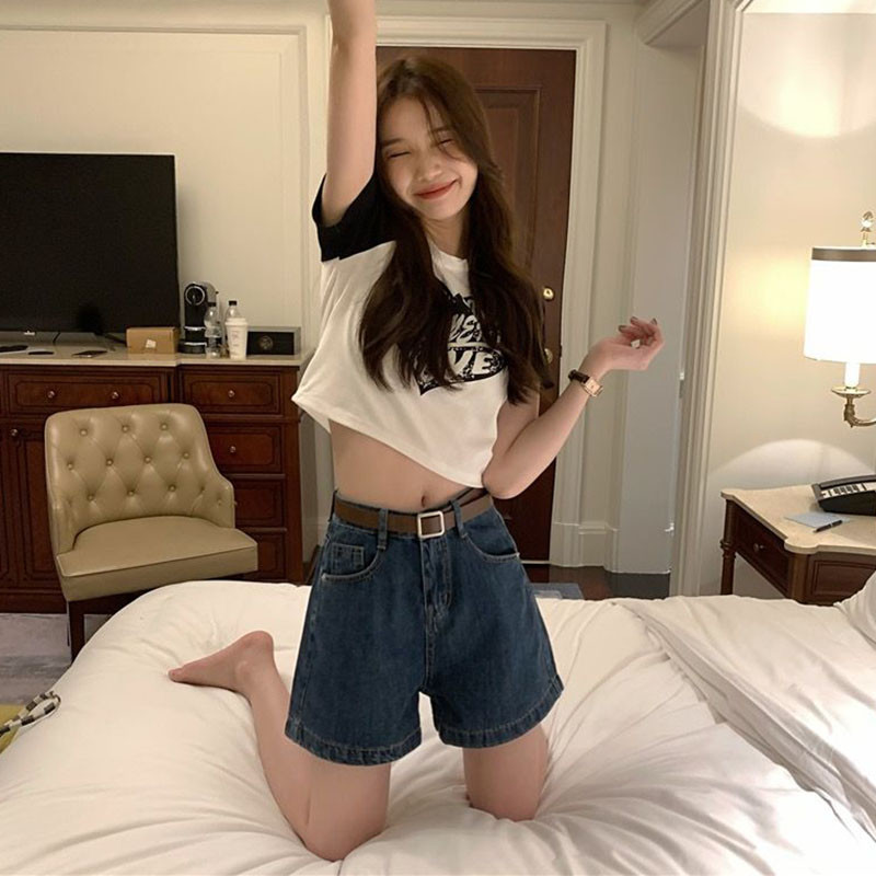Lucyever Traper kratke hlače visokog struka Ženske ljetne nove isprane retro jeans kratke hlače Ženske korejske modne široke široke kratke hlače