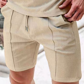 2024 Трансгранични нови мъжки къси панталони с вафли Amazon външна търговия Едноцветни универсални ежедневни сплит спортни шорти