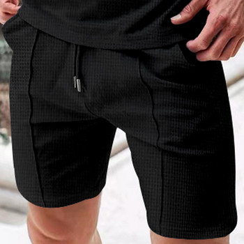 2024 Трансгранични нови мъжки къси панталони с вафли Amazon външна търговия Едноцветни универсални ежедневни сплит спортни шорти