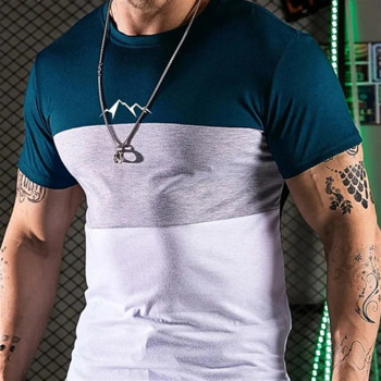 Мъжка улична тениска Лятна мъжка щампа с 3D ивици Горнища с къс ръкав Модна ежедневна тениска Голяма тениска Мъжко облекло