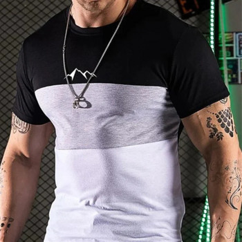 Мъжка улична тениска Лятна мъжка щампа с 3D ивици Горнища с къс ръкав Модна ежедневна тениска Голяма тениска Мъжко облекло